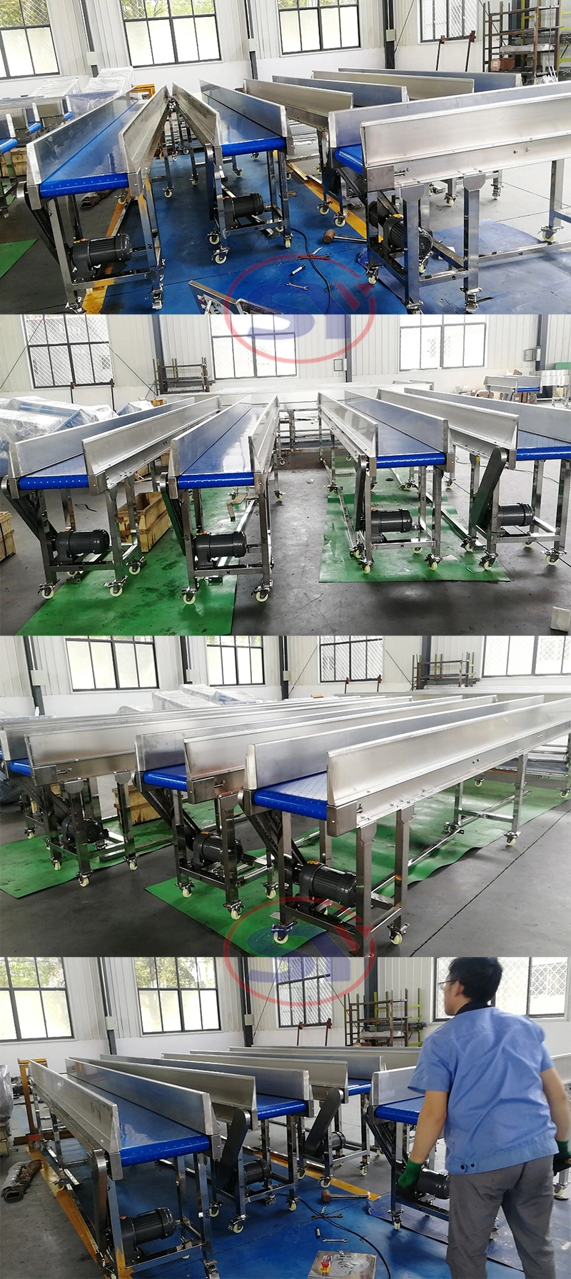 Material Handling Conveyor PVC/PU/Stainless Steel Belt Conveyor for Food Processing Industry